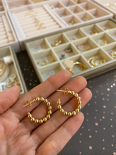 Load image into Gallery viewer, Best Seller! Gold-Filled Beaded Hoops
